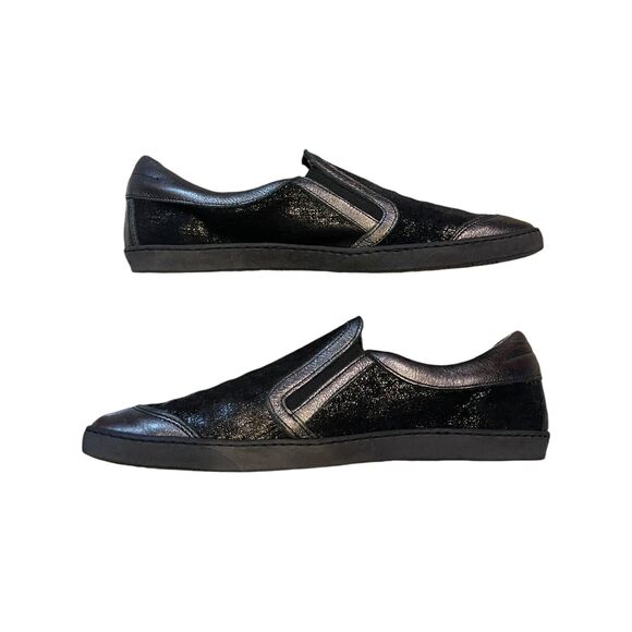 Sesto Meucci‎ Fiorin Black And Silver Slip On Sneaker Size 9 Retail $210 - Picture 1 of 10